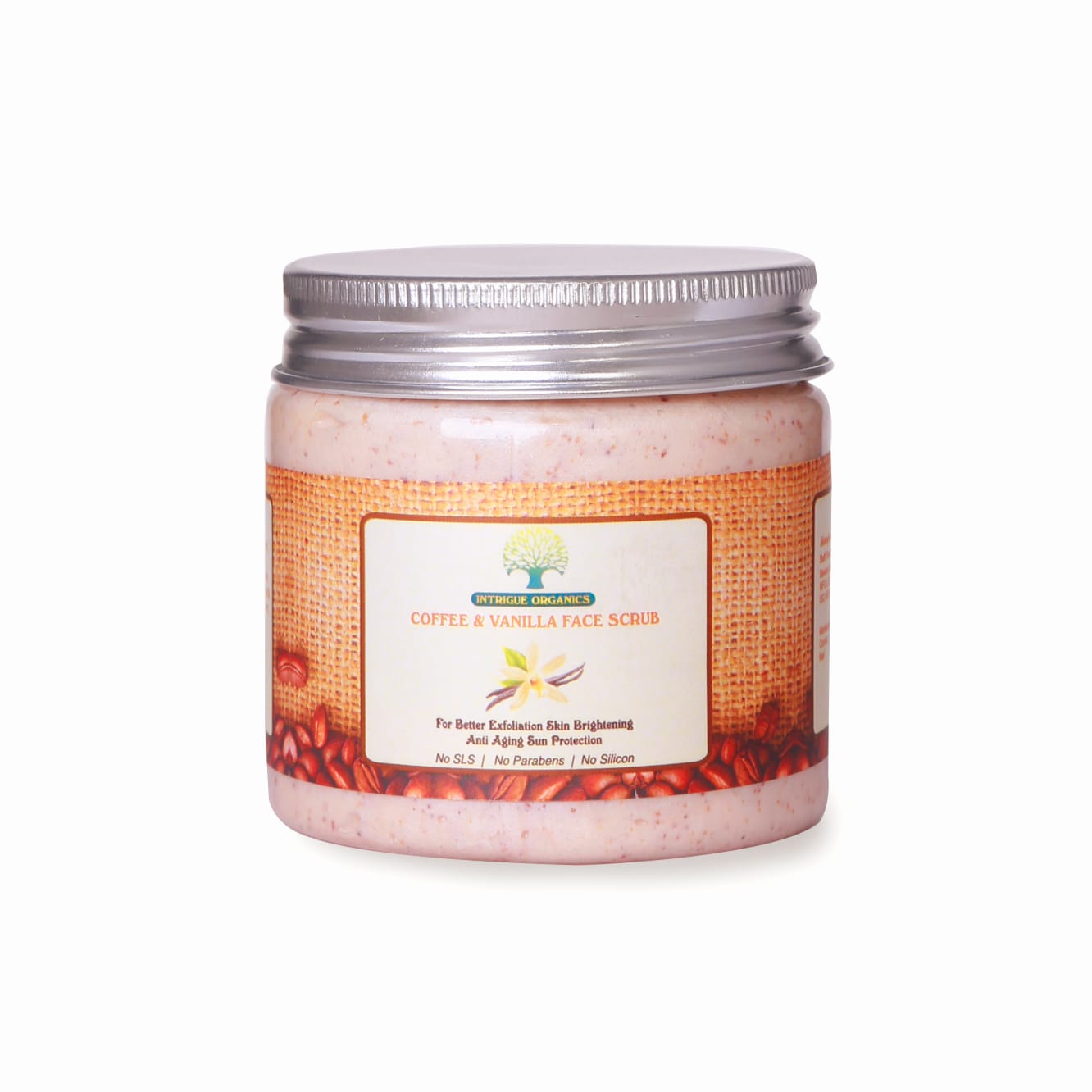 Intrigue Organics Coffee and Vanilla Face Scrub for Exfoliation and Skin Brightening (200gm)