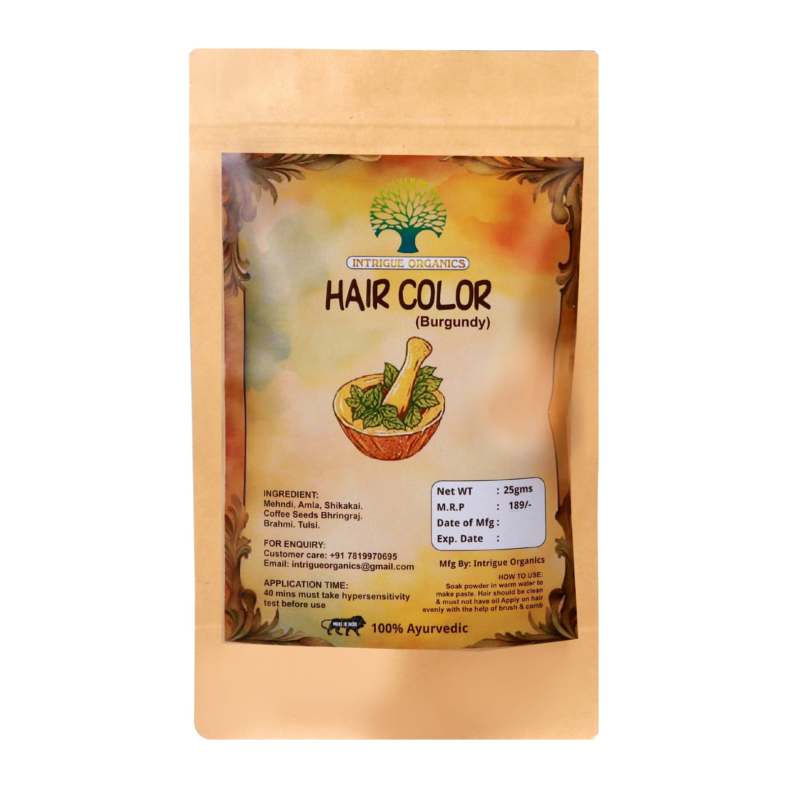 Intrigue Organics Burgundy Hair Color (25gms)